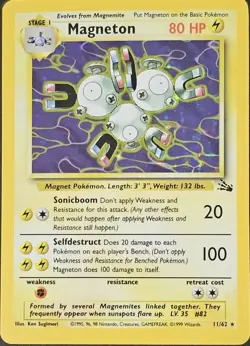 Magneton 11/62 Fossil Holo Rare WOTC 1999 Pokemon Card Lightly Played (LP) - Image 1