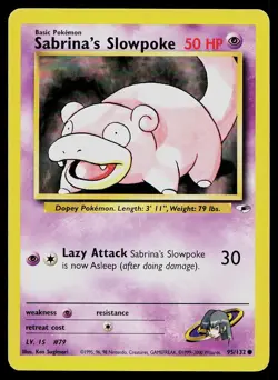 Pokemon Card Gym Heroes Sabrina's Slowpoke 95/132 Unlimited Common - Image 1