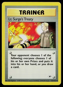 Pokemon Card Gym Heroes Lt. Surge's Treaty 112/132 Unlimited Uncommon - Image 1