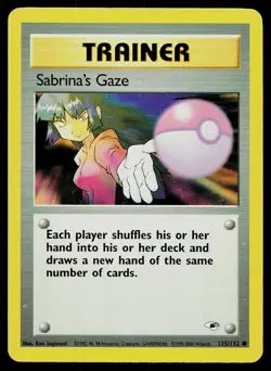 Pokemon Card Gym Heroes Sabrina's Gaze 125/132 Unlimited Common - Image 1