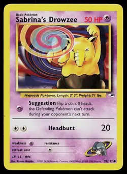 Pokemon Card Gym Heroes Sabrina's Drowzee 92/132 Unlimited Common - Image 1
