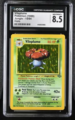 CGC 8.5 NM/MINT+ Vileplume 15/64 Jungle Holo Pokemon Card - Image 1