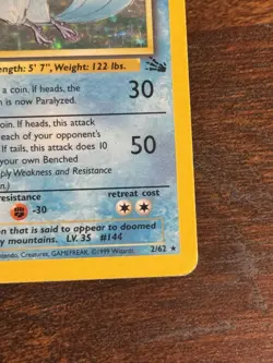 Wizards Pokemon TCG Fossil Articuno 2/62 Holo Rare 70 HP Unlimited 1999 - Image 4