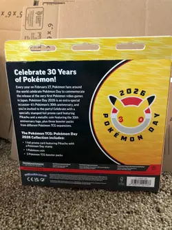 Pokemon TCG 2026 Pokemon Day 30th Anniversary Box Promo Card Coin 3 Boosters - Image 2