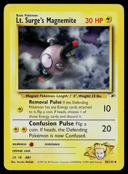 Pokemon Card Gym Heroes Lt. Surge's Magnemite 50/132 Uncommon - Image 1