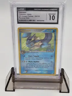 Atsuko Nishida Pokemon EX Unseen Forces Vaporeon REVERSE HOLO #19/115 CGC 10 - Image 1