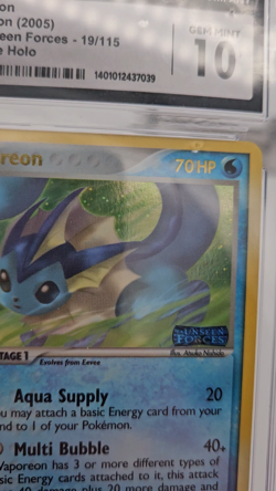 Atsuko Nishida Pokemon EX Unseen Forces Vaporeon REVERSE HOLO #19/115 CGC 10 - Image 2