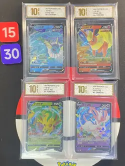 4pcs Pokemon Chinese CS4aC Vaporeon026 Flareon020 Leafeon008 Sylveon068 Grade10 - Image 1