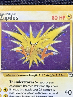 Pokemon Zapdos 15/62 Fossil Holo WOTC 1999 Vintage Strong Eye Appeal - Image 3