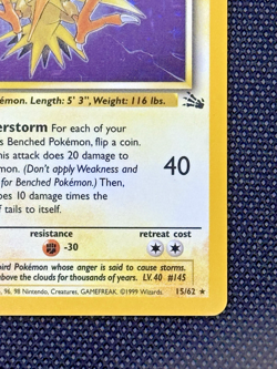 Pokemon Zapdos 15/62 Fossil Holo WOTC 1999 Vintage Strong Eye Appeal - Image 5