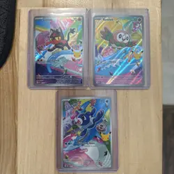 Pokemon First Partner Illustration Set- Rowlet, Litten, & Popplio Black Star - Image 1