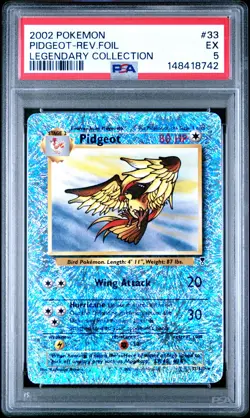 2002 POKEMON LEGENDARY COLLECTION #33 PIDGEOT-REVERSE FOIL PSA 5 - Image 1