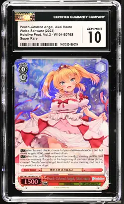 Weiss Schwarz GRADED 2023 Peach-Colored Angel Akai Haato W104 SR 10 CGC - Image 1