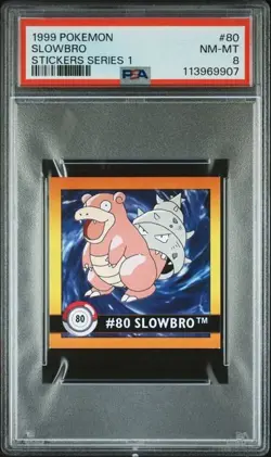 1999 Pokemon Stickers Series 1 Slowbro #80 Vintage PSA 8 NM-MT - Image 1