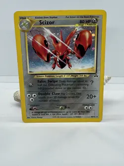 POKEMON NEO DISCOVERY SCIZOR 10/75 RARE UNLIMITED HOLO MP / SWIRL!!! - Image 1