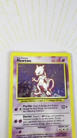Pokemon TCG Base Set Mewtwo Holo Card 10/102 Unlimited Rare LP/NM Vintage ✨ - Image 2