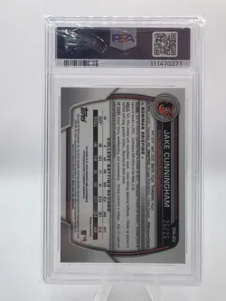 JAKE CUNNINGHAM 2023 Bowman Draft Chrome 1st Auto True Orange /25 BOOKEND PSA8 - Image 3