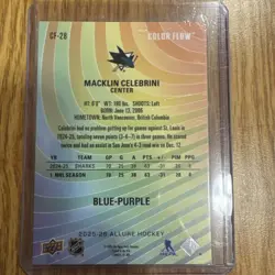 Upper Deck 2025-26 Allure Color Flow Blue-Purple Macklin Celebrini Sharks CF-28 - Image 2