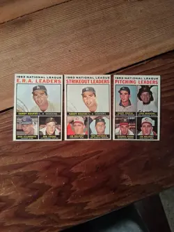 1963 Topps Pitching NL League Leaders With Sandy Koufax Leading The Way.... - Image 2