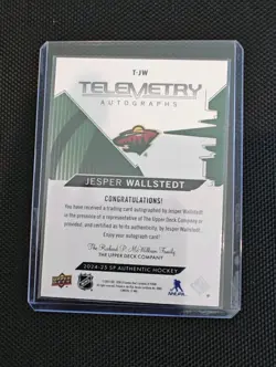 2024 UPPER DECK SP AUTHENTIC #T-JW JESPER WALLSTEDT TELEMETRY AUTO RC 🔥 - Image 2