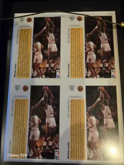 1991-92 Michael Jordan Upper Deck AW4 Hologram 4 card uncut sheet, in frame - Image 2