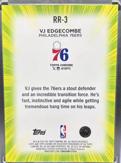 2025 Topps Chrome VJ Edgecombe Radiating Rookies RC SSP RR-3 - Image 2