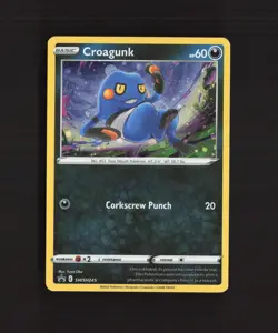 Croagunk SWSH245 Black Star Promo Cosmos Holo PARTIAL SWIRL Pokemon Card LP - Image 1