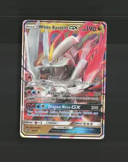 White Kyurem GX 48/70 Dragon Majesty Ultra Rare Holo Pokemon Card DMG - Image 1