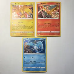 Pokemon Sword & Shield Zapdos Moltres Articuno Basic 2022 TCG 3 Cards Lot - Image 1