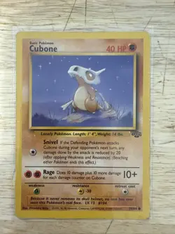 Pokemon Cubone Vintage Card Jungle Set #50/64 Wotc 1999 - Image 1