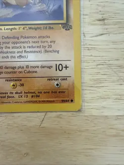 Pokemon Cubone Vintage Card Jungle Set #50/64 Wotc 1999 - Image 2