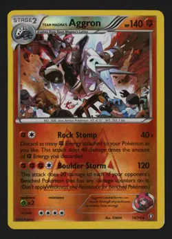 Team Magma's Aggron 14/34 Reverse Double Crisis Holo Rare Pokemon TCG - Image 1