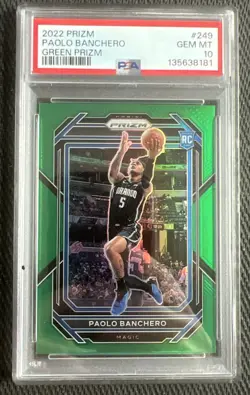 2022-23 Panini Prizm Green Prizm Paolo Banchero #249 PSA 10 GEM MT Rookie RC - Image 1