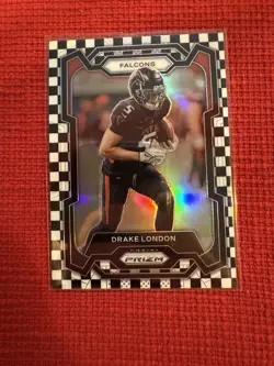 2023 Panini Prizm - Black and White Checker Prizm #10 Drake London - Image 1