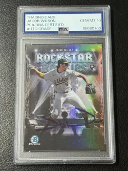 2025 Bowman Chrome Rockstar Rookies Jacob Wilson GEM MINT PSA 10 Auto #RR-16 RC - Image 1