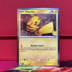 Pikachu 051/162 Pokemon Day 2024 Stamped Holo Promo Temporal Forces NM - Image 1