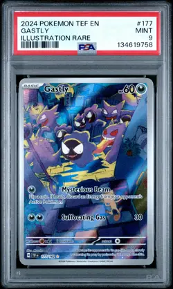 2024 Pokemon Tef EN-Temporal Forces Gastly Illustration Rare PSA 9 #177 - Image 1