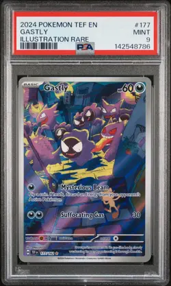 2024 POKEMON TEF EN-TEMPORAL FORCES ILLUSTRATION RARE #177 GASTLY PSA 9 - Image 1