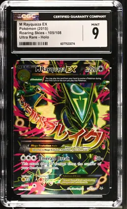 CGC 9 M Rayquaza EX 105/108 Full Art XY Roaring Skies Pokemon Card - Image 1