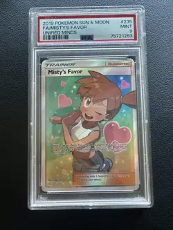 Pokemon Unified Minds Full Art Holo Trainer Misty's Favor Trainer Card PSA 9 - Image 1