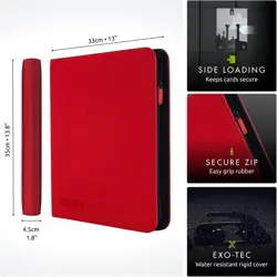 Vault X - 12XL Pocket Trading Card Zip Binder - Red - Image 3