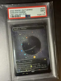 PSA 9 2022 MAGIC THE GATHERING UNFINITY #533 GODLESS SHRINE GALAXY FOIL - Image 1