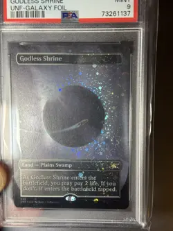 PSA 9 2022 MAGIC THE GATHERING UNFINITY #533 GODLESS SHRINE GALAXY FOIL - Image 2