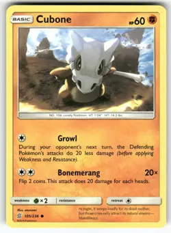 Cubone SM - Unified Minds Common Pokemon Near Mint or Better - Image 1