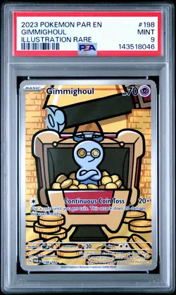PSA 9 Gimmighoul 198 Illustration Rare Pokemon 2023 Pokemon Par En-Paradox Rift - Image 1