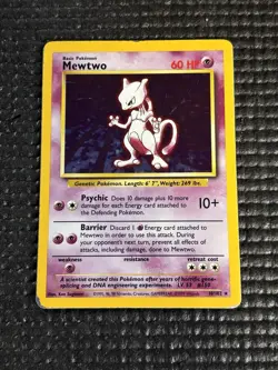 Pokemon Mewtwo 10/102 Base Set Holo Rare WOTC 1999 - Image 1