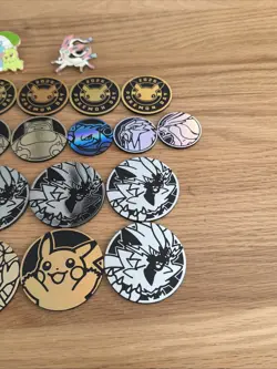 Pokemon TCG 29 Coin Assortment & 3 Pin Lot Lucario Charizard Pikachu Pokemon Day - Image 4