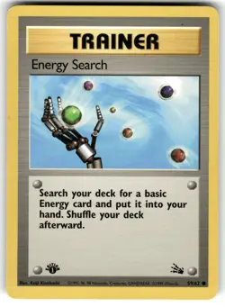 Energy Search 59/62 Common Fossil Pokemon 1st Edition LP - Image 1