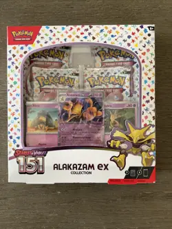 Pokemon TCG Scarlet and Violet - 151 Alakazam ex Collection Box - 4 Packs 820650855269 - Image 1