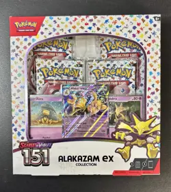 Pokemon TCG Scarlet and Violet - 151 Alakazam ex Collection Box - 4 Packs 820650855269 - Image 1